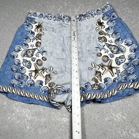 Ranna Gill Shorts Large Floral Multicolor Pull On Linen Blend Floral Pockets - Picture 8 of 13